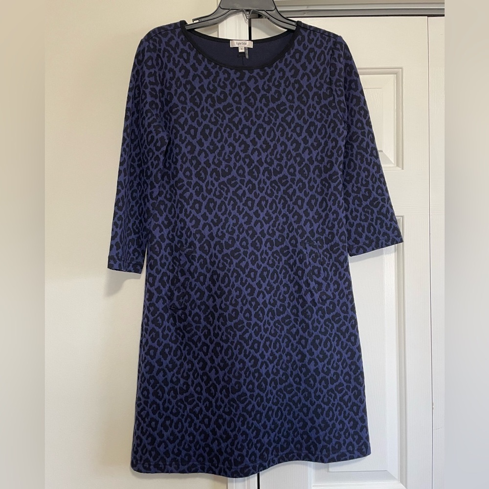 **4/$12** Tyler Boe Blue/Black Animal Print Dress Size Small
